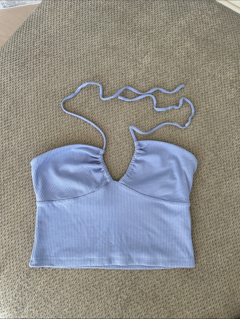 Aritzia Ribbed Lavender Halter Crop Top